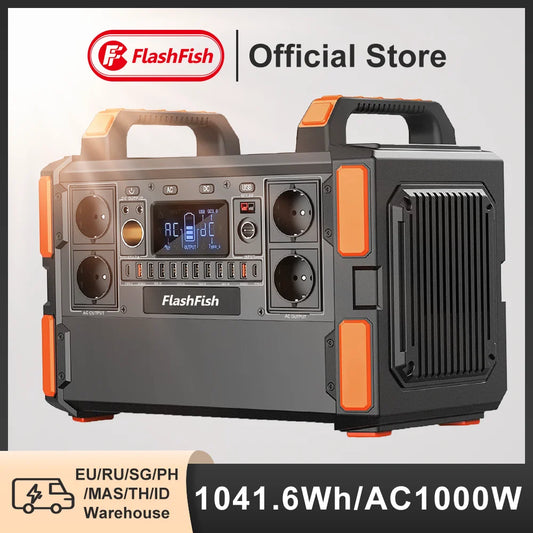 Générateur Solaire Portable FF Flashfish F132 – 1000W, Batterie LiFePO4 1041.6Wh, Station d’Énergie Portable avec USB Type-C & AC 230V - BLACKBEARD OUTDOOR INDUSTRIES