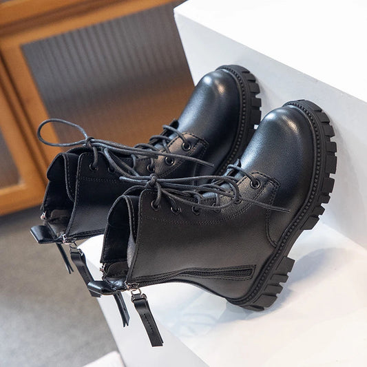 bottines fille cuir noir Ma boutique