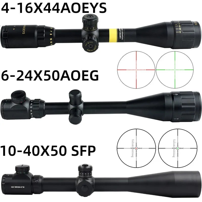 Lunette de Visée Tactique SFP 4-16X44 / 6-24X50 / 10-40X50 avec Réticule Illuminé Rouge & Vert, Réglage Parallaxe - BLACKBEARD OUTDOOR INDUSTRIES