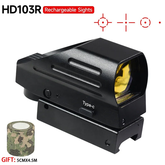 HD103 Red Dot Sight Rechargeable USB Type-C – 4 Réticules – Lunette de Visée Tactique pour Rail 20 mm - BLACKBEARD OUTDOOR INDUSTRIES