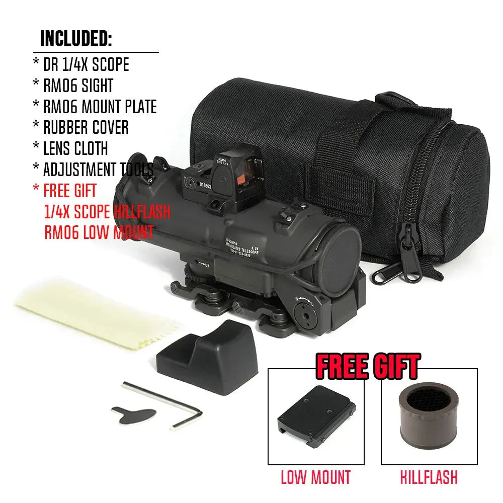 Viseur Tactique DR 1-4X GEN3 Double Fonction avec Réticule Rouge – Optique de Précision pour Fusil, Airsoft et Tir de Chasse Ma boutique