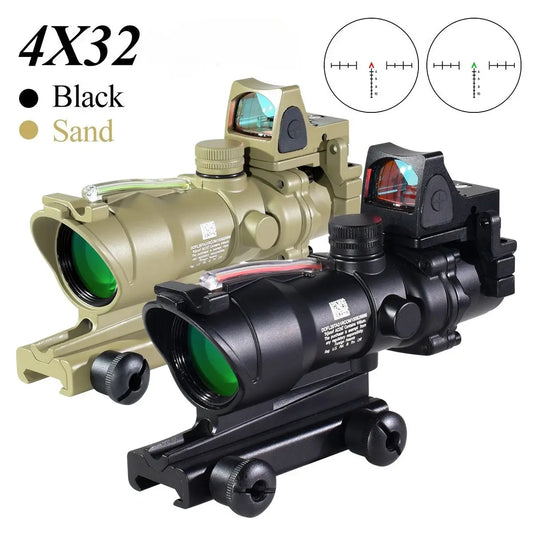 Lunette de Tir 4x32 avec Point Rouge – Optique à Fibre Réelle, Réticule Éclairé Vert et Rouge pour Rail 20mm Ma boutique