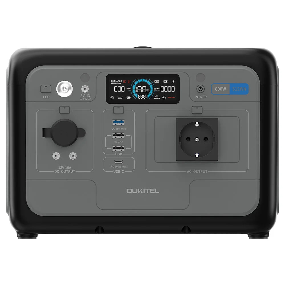 OUKITEL P800 Portable Power Station, 512Wh 800W LiFePO4 Backup Battery with AC + DC Fast Charging Solar Generator for Outdoor BLACKBEARD OUTDOOR INDUSTRIES