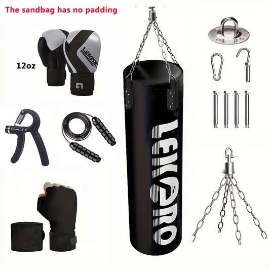 Sac de Frappe Suspendu - Haute Résistance (Non Rempli) pour Boxe, MMA, Kickboxing - Sac de Frappe d'Entraînement avec Gants - Idée Cadeau pour Passionnés de Boxe - BLACKBEARD OUTDOOR INDUSTRIES
