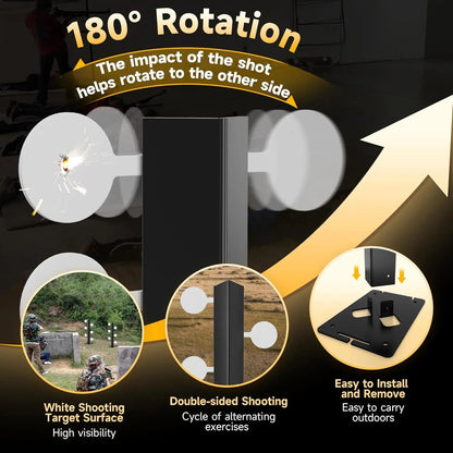 CIBLE MÉTAL RÉACTIVE LUXE – SYSTÈME SWING ET ROTATION AUTOMATIQUE POUR TIR SPORTIF Ma boutique