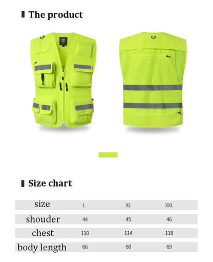 Gilet de Sécurité Réfléchissant Haute Visibilité - Veste de Travail Fluorescente pour Motocyclistes - BLACKBEARD OUTDOOR INDUSTRIES