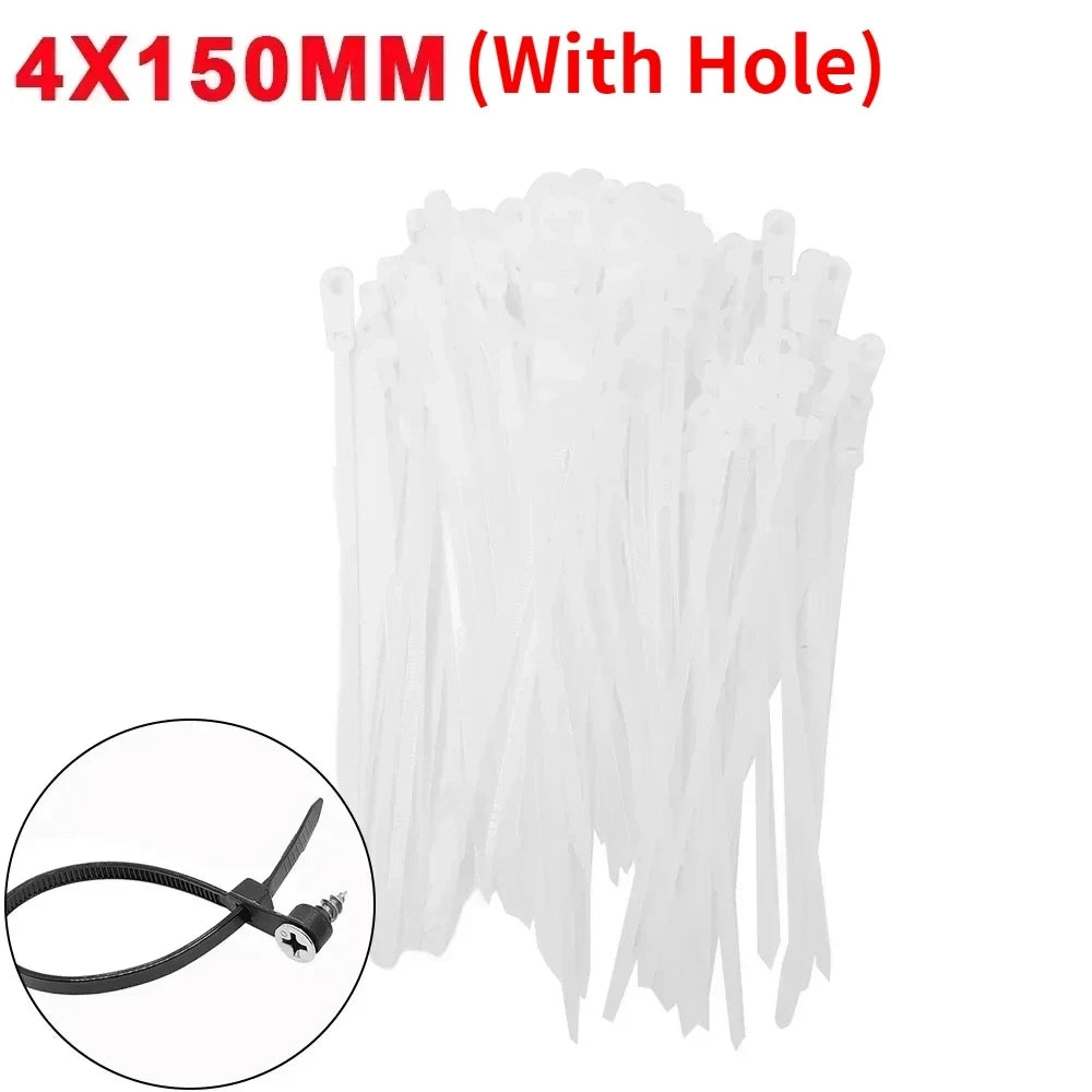 Serre-Câbles Nylon avec Trou de Vis – Lot de 100 ou 200 Pièces Attaches Auto-Bloquantes pour Câbles, Fils et Organisation DIY Bureau & Maison - BLACKBEARD OUTDOOR INDUSTRIES