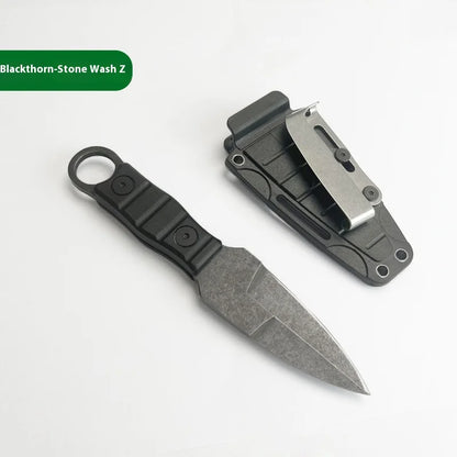 Couteau type kunai – Lame Droite Compacte en Acier Inoxydable Haute Dureté, Couteau Tactique avec Anneau - BLACKBEARD OUTDOOR INDUSTRIES