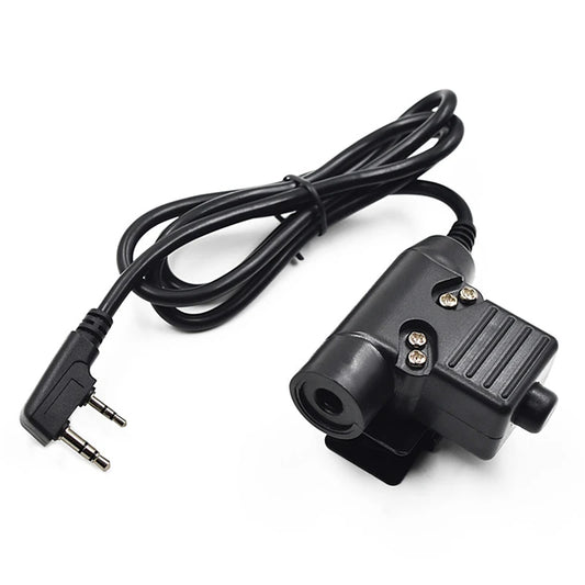 Câble PTT U94 7.0mm pour Casque 2 PIN — Compatible Baofeng UV-5R, UV-S9 Plus, UV-82, AR-152 - BLACKBEARD OUTDOOR INDUSTRIES