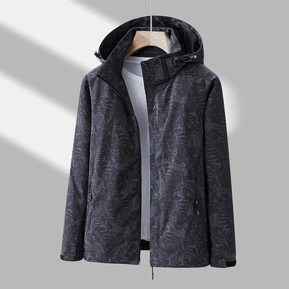 Veste de Sport pour Femme avec Imprimé Feuilles – Veste Outdoor Déperlant, Imperméable et Coupe-Vent avec Capuche Détachable – Idéale pour la Randonnée et les Activités de Loisirs - BLACKBEARD OUTDOOR INDUSTRIES