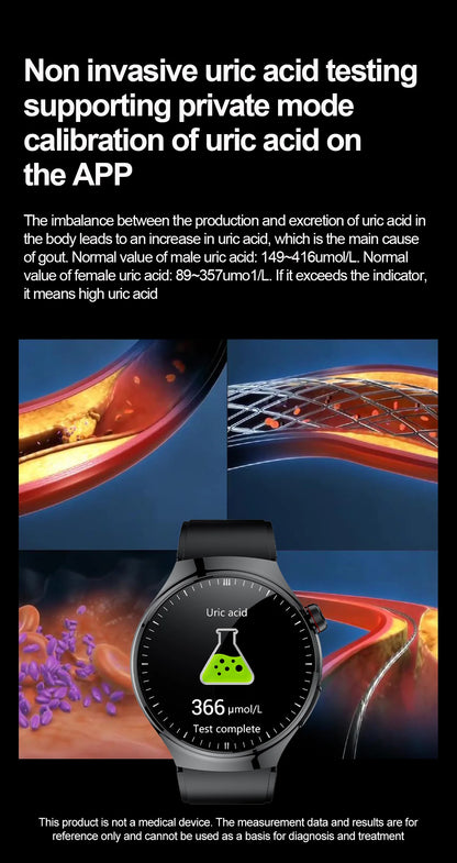 Montre Connectée Médicale GUHUAVMI TK26 – ECG+PPG – Uric Acid, Température, Lipides, Appels Bluetooth – Écran AMOLED 1.43” – Étanche IP68 - BLACKBEARD OUTDOOR INDUSTRIES