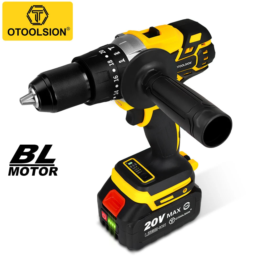 OToolsion 20V 13MM Perceuse sans fil à moteur Brushless – Visseuse à impact pour béton BLACKBEARD OUTDOOR INDUSTRIES