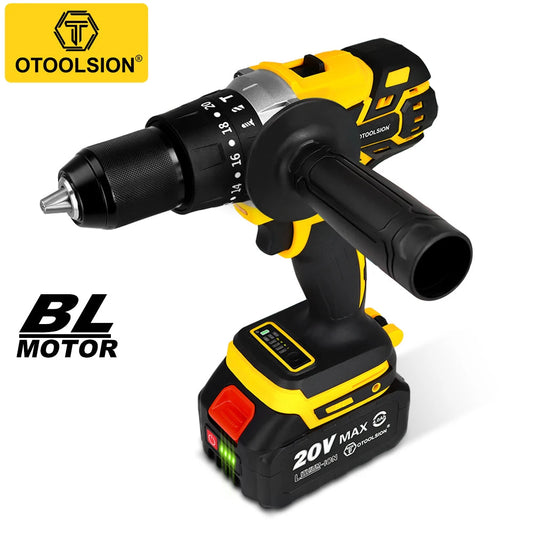 OToolsion 20V 13MM Perceuse sans fil à moteur Brushless – Visseuse à impact pour béton BLACKBEARD OUTDOOR INDUSTRIES