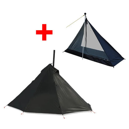 Tente Hot Tent Tipi 1 Personne – Avec Fenêtre pour Cheminée | Double Paroi | 3 Saisons | Bushcraft / Camping Solo - BLACKBEARD OUTDOOR INDUSTRIES