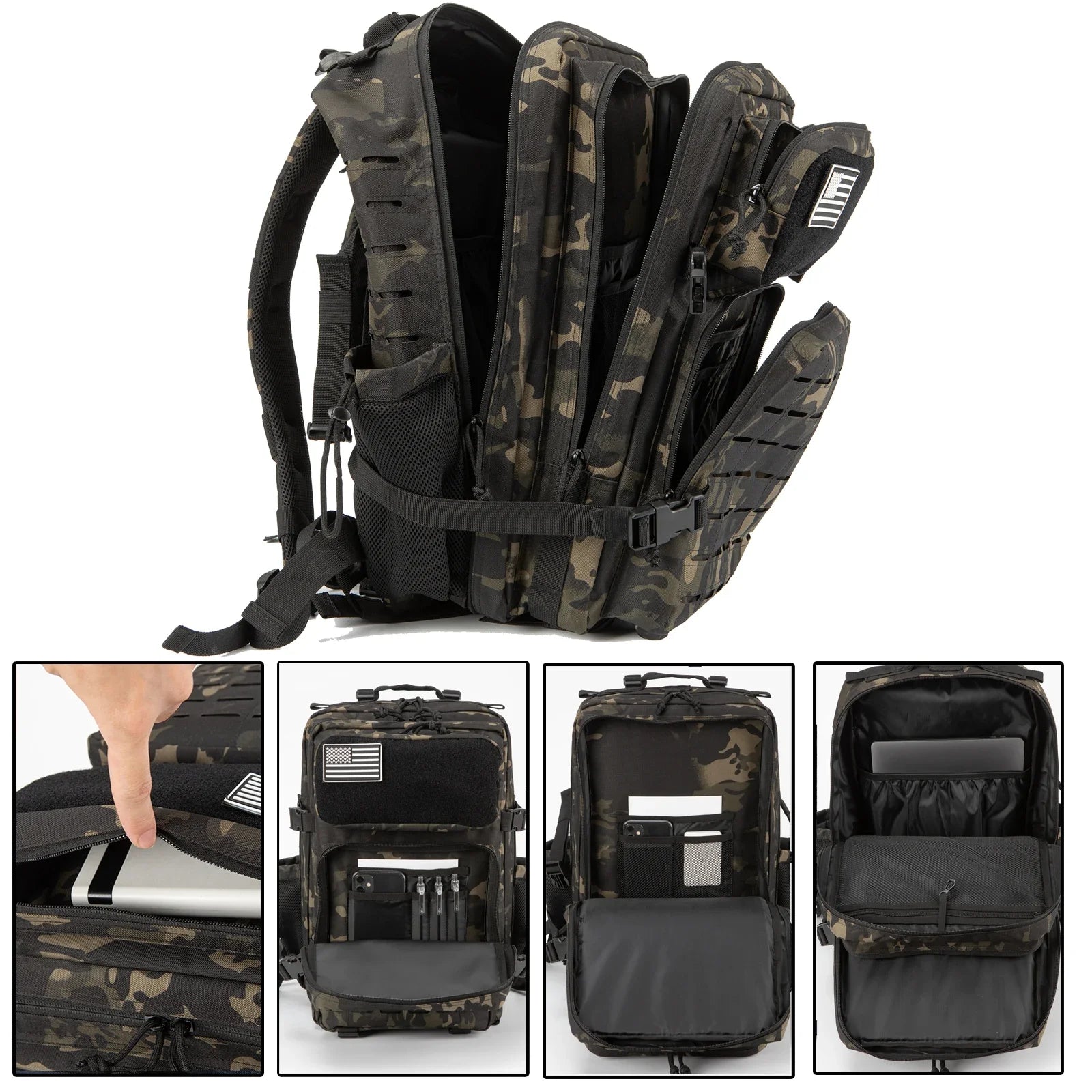 Sac à Dos Tactique Outdoor 25L/45L – Laser Cut MOLLE, Rucksack Polyvalent pour Homme et Femme - BLACKBEARD OUTDOOR INDUSTRIES