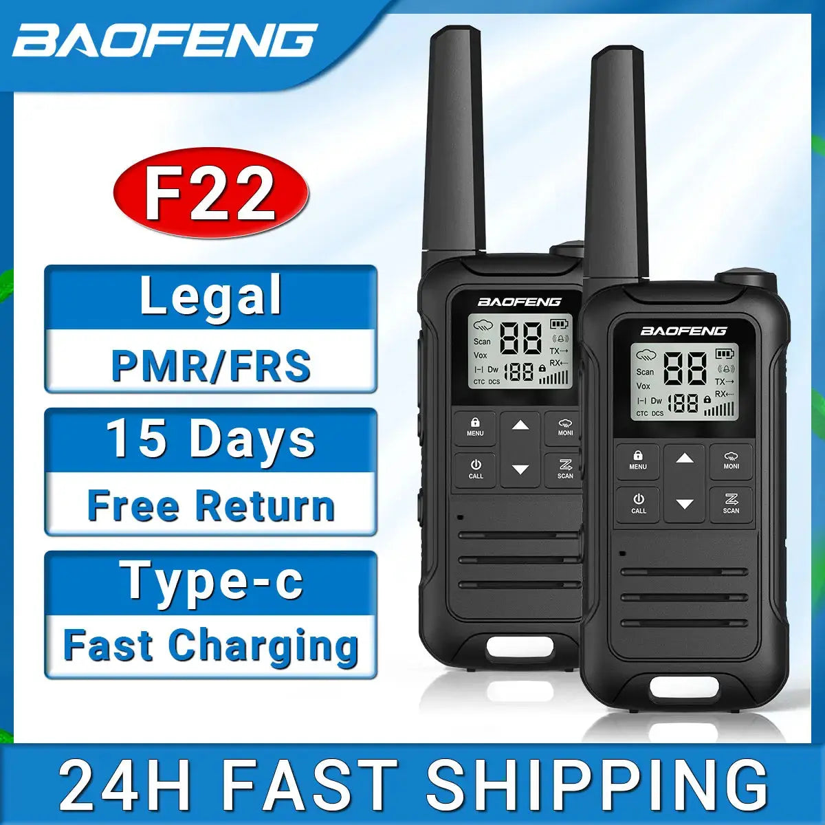 Baofeng F22 - Talkie-Walkie Portable PMR/FRS - Longue Portée et Multifonctions Ma boutique