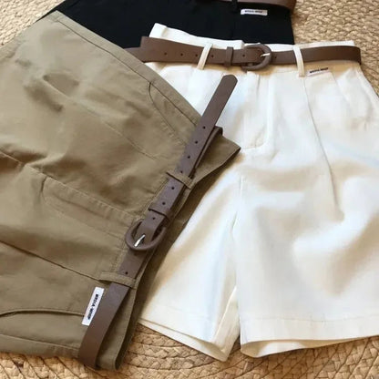 Short Large Femme Été – Style Classique & Décontracté Coupe A-Line, Léger, Coton Mélangé, Taille Mi-haute, Fermeture Zippée Ma boutique