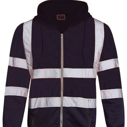 Sweat à Capuche Réfléchissant Haute Visibilité - Vêtement de Travail de Protection, Coloris Bloc, Fermeture Éclair - BLACKBEARD OUTDOOR INDUSTRIES