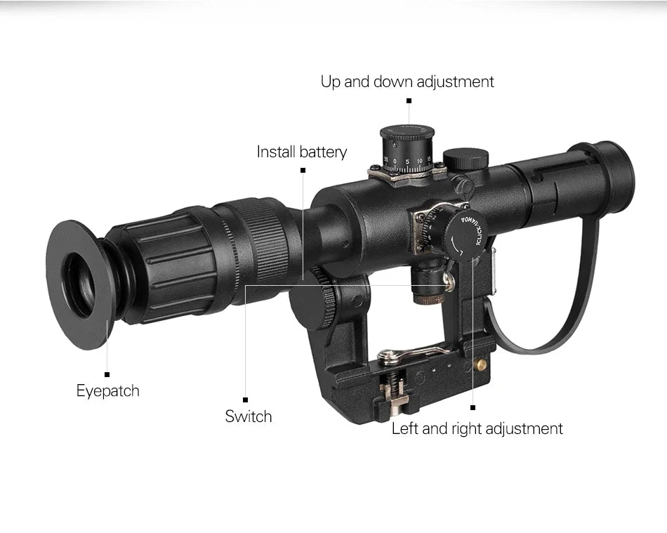 Tactical SVD Dragunov 4x26 – Lunette de Précision à Réticule Illuminé Rouge pour Fusil de Chasse et Tir de Précision - BLACKBEARD OUTDOOR INDUSTRIES