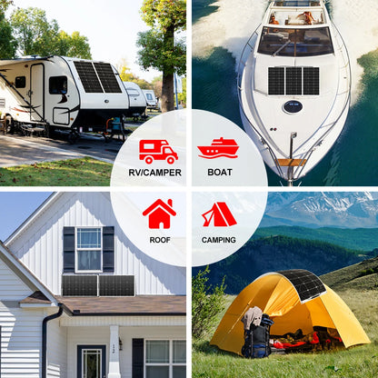 DOKIO Flexible Solar Panel 100W - Monocrystalline Silicon, 18V - Idéal pour Camping RV - BLACKBEARD OUTDOOR INDUSTRIES