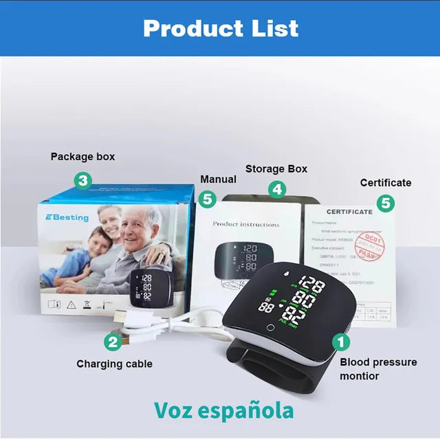 Smart Touch Écran LCD Tactile Rechargeable avec Voix – Moniteur de Tension Artérielle au Poignet Ma boutique