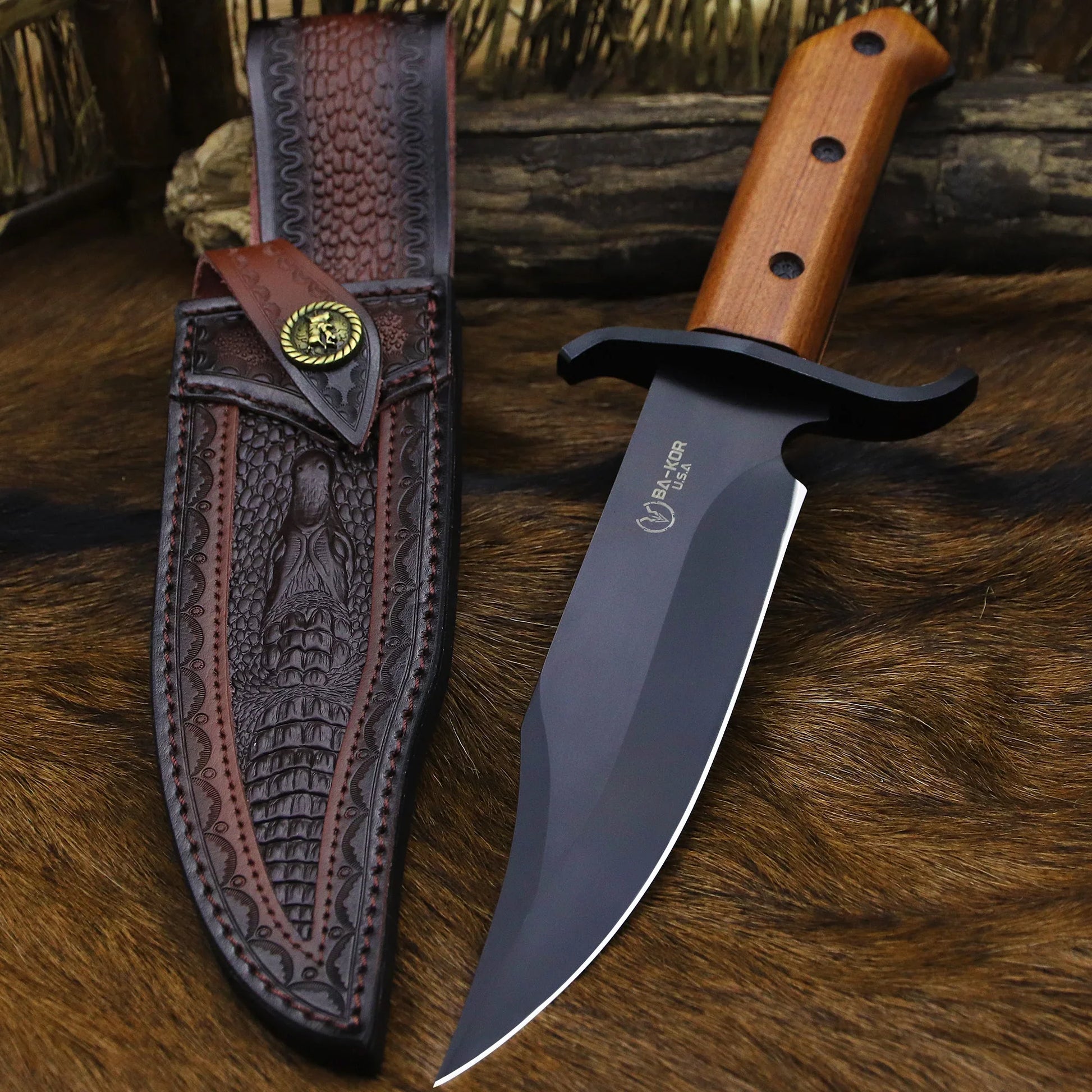 BA-KOR USA All Tang 9CR18MOV Couteau de survie - BLACKBEARD OUTDOOR INDUSTRIES