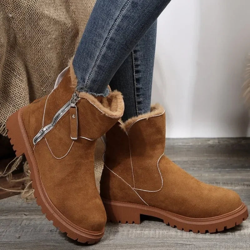 Bottes d'Hiver Femme 2024 - Bottes de Neige à Fourrure, Mi-Mollet, Imperméables et Chaudes, Bottes de Randonnée Extérieures pour Femme - BLACKBEARD OUTDOOR INDUSTRIES