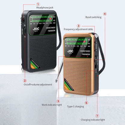 📻 Mini Radio Portable AM/FM/SW – Rechargeable avec Haut-Parleur Stéréo et Écran HD Ma boutique