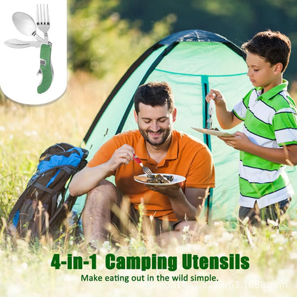 Kit de Vaisselle Multifonction 7 en 1 en Acier Inoxydable – Outils de Survie Pliable pour Camping et Pique-Nique - BLACKBEARD OUTDOOR INDUSTRIES