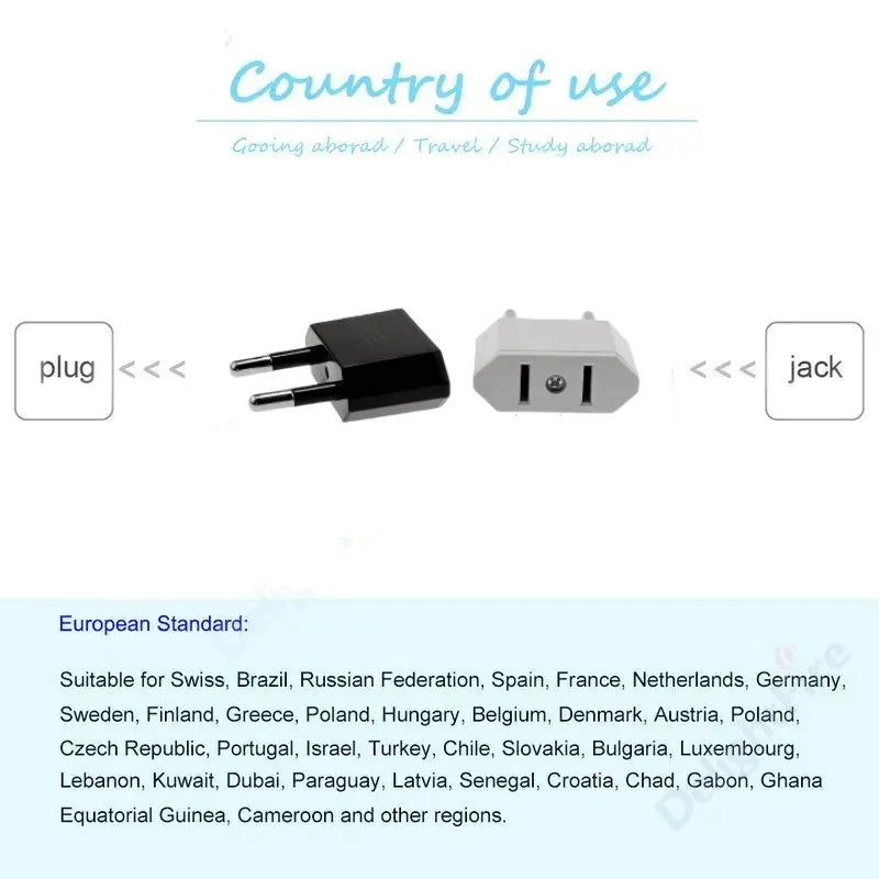 EU Travel Plug Adapter – Convertisseur American CN/US vers EU Euro Power Plug - BLACKBEARD OUTDOOR INDUSTRIES