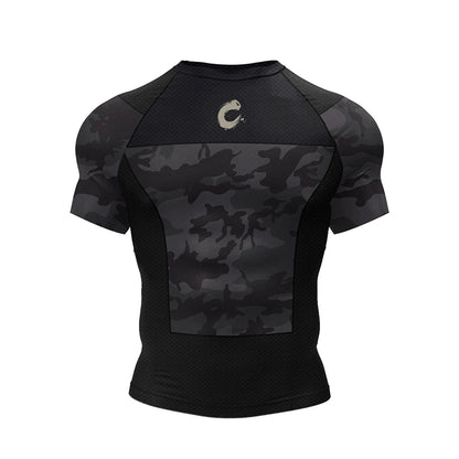 Ensemble T-shirt Rashguard Jiu Jitsu No Gi + Shorts MMA – Compression et Confort pour Hommes, Idéal pour Boxe, Jiu Jitsu, Kickboxing, Muay Thai - BLACKBEARD OUTDOOR INDUSTRIES