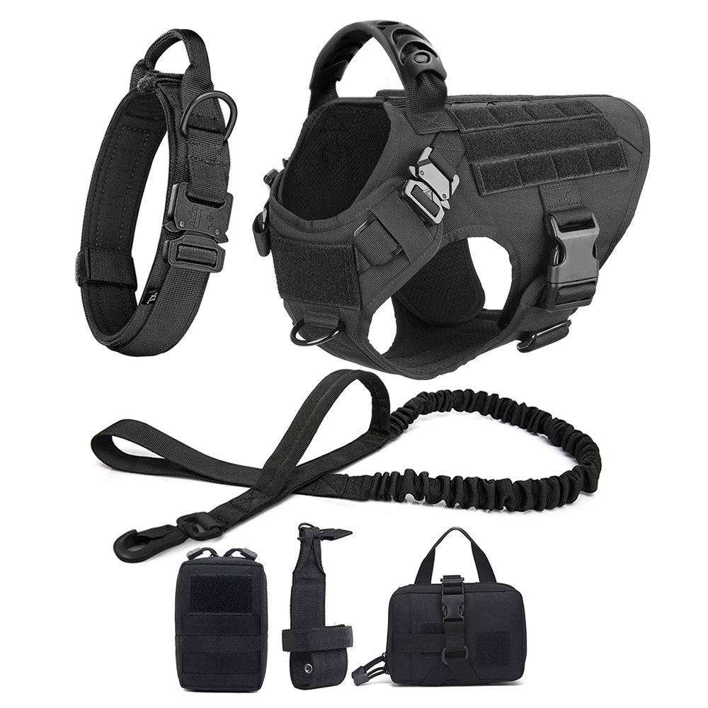 Harnais Tactique PETRAVEL pour Grand Chien – Ensemble Harnais + Collier + Laisse avec Système MOLLE Ma boutique