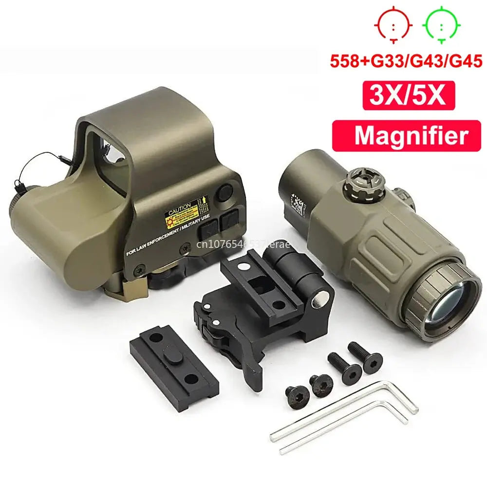 558 Viseur Holographique à Point Rouge avec Magnificateur 3X/5X G33/G43/G45 - Rail 20mm & Système de Fixation Rapide Ma boutique