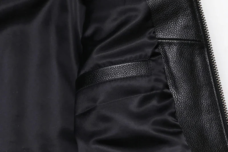 Blouson Homme Moto Classique en Cuir Véritable - BLACKBEARD OUTDOOR INDUSTRIES