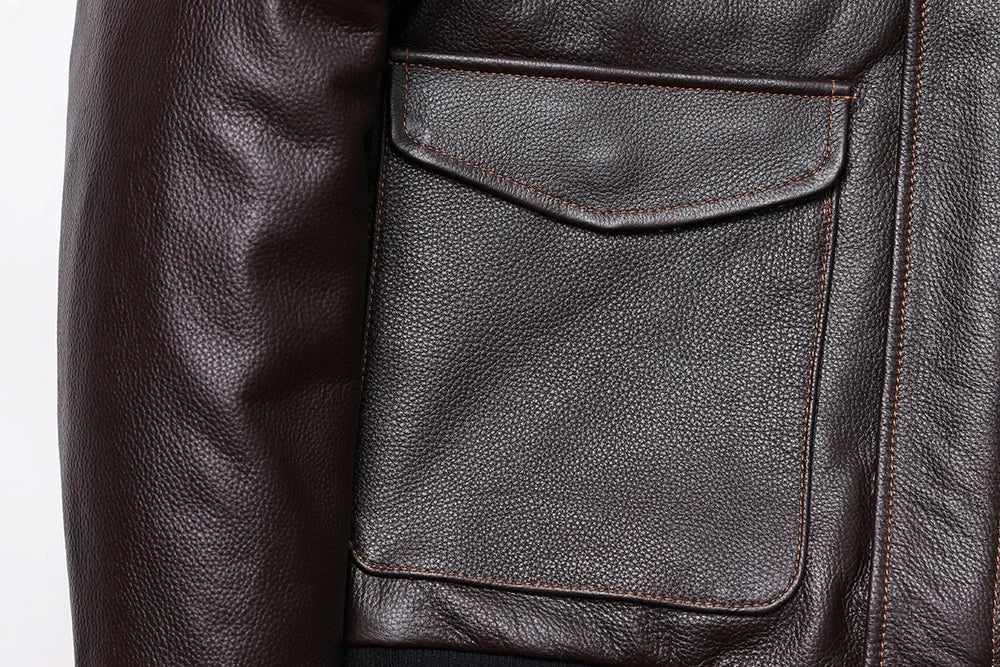 Blouson Homme Style A2 Classique en Cuir Véritable Inspiré Aviation Militaire | Cuir de Vache Naturel | Veste de Pilote - BLACKBEARD OUTDOOR INDUSTRIES