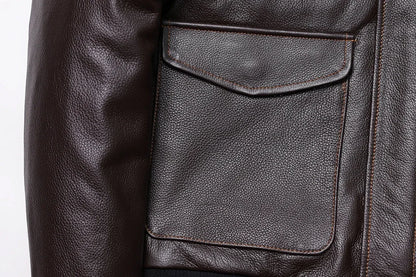 Blouson Homme Style A2 Classique en Cuir Véritable Inspiré Aviation Militaire | Cuir de Vache Naturel | Veste de Pilote - BLACKBEARD OUTDOOR INDUSTRIES