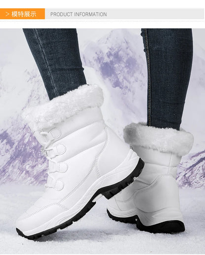 Bottes de Neige Femme Hiver 2024 – Sneakers Chaudes à Fourrure, Semelle Épaisse, Imperméables – Bottines Mi-mollet Outdoor - BLACKBEARD OUTDOOR INDUSTRIES