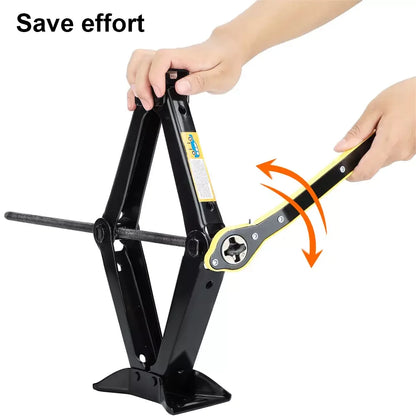 Cric Mécanique 2-en-1 avec Clé à Cliquet – 1.5T / 2.5T | Outil de Levage Pliable pour Voiture - BLACKBEARD OUTDOOR INDUSTRIES