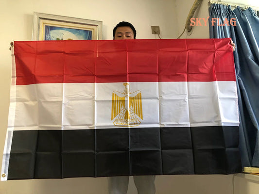 Drapeau National de l'Égypte - 90x150 cm - Imprimé Double Face - Polyester de Haute Qualité - Drapeau Suspendu pour Décoration BLACKBEARD OUTDOOR INDUSTRIES