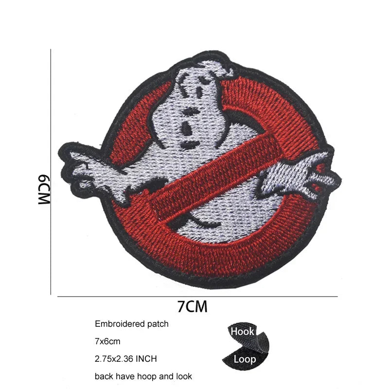 Patch Ghostbuster Rouge Équipe Anti-Fantôme – Broderie Tactique Phosphorescente avec Scratch - BLACKBEARD OUTDOOR INDUSTRIES