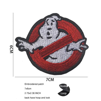 Patch Ghostbuster Rouge Équipe Anti-Fantôme – Broderie Tactique Phosphorescente avec Scratch - BLACKBEARD OUTDOOR INDUSTRIES