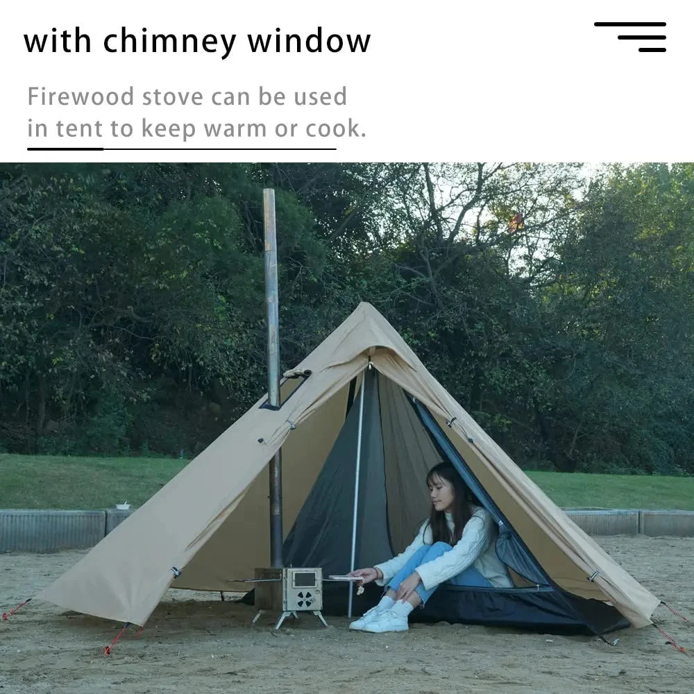 Tente Hot Tent Tipi 1 Personne – Avec Fenêtre pour Cheminée | Double Paroi | 3 Saisons | Bushcraft / Camping Solo - BLACKBEARD OUTDOOR INDUSTRIES