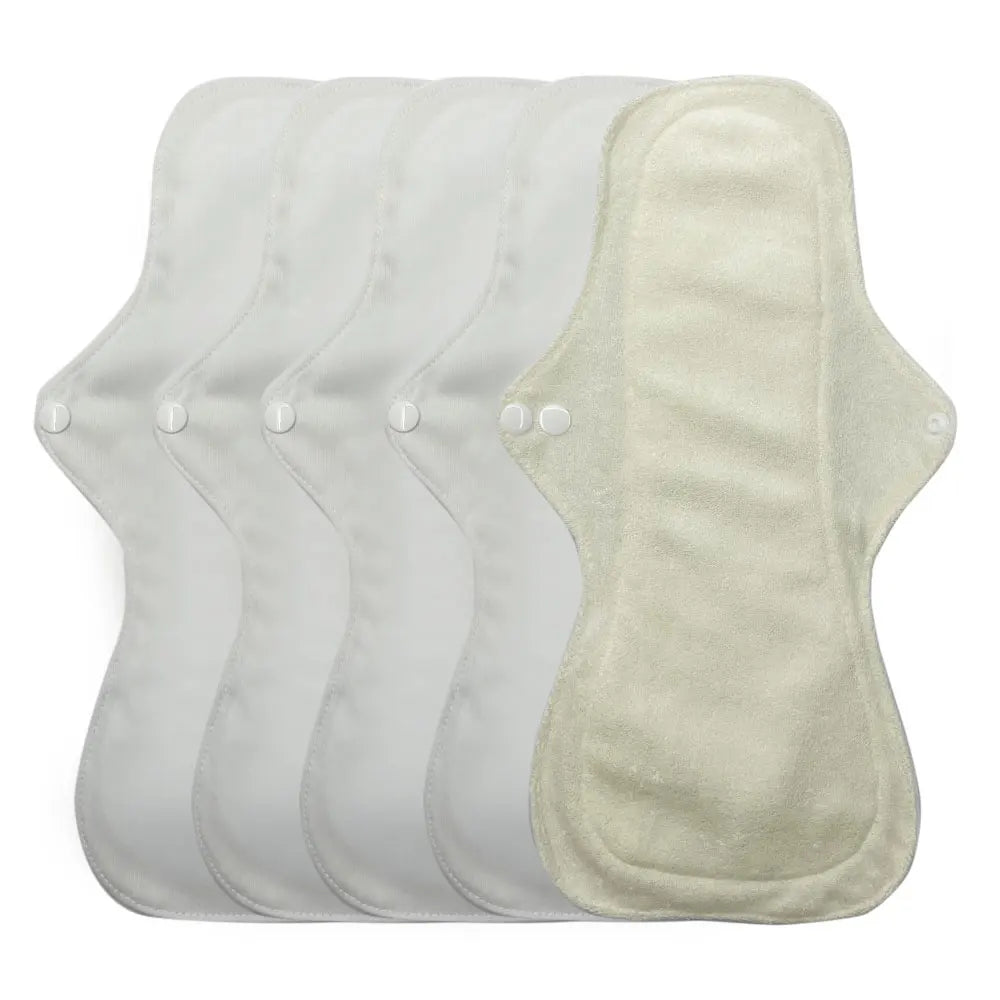 Lot de 5 Serviettes Hygiéniques Réutilisables en Bambou – Absorption Ultra-Forte pour Flux Important – Protection Nuit Épaisse et Lavable Ma boutique
