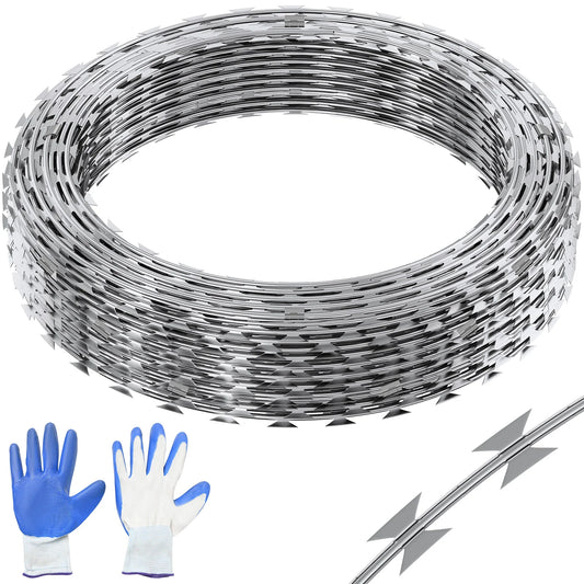 VEVOR Razor Wire – Rouleaux de Fil Barbelé Lames Doubles Spirales Galvanisé pour Clôture et Sécurité Extérieure - BLACKBEARD OUTDOOR INDUSTRIES