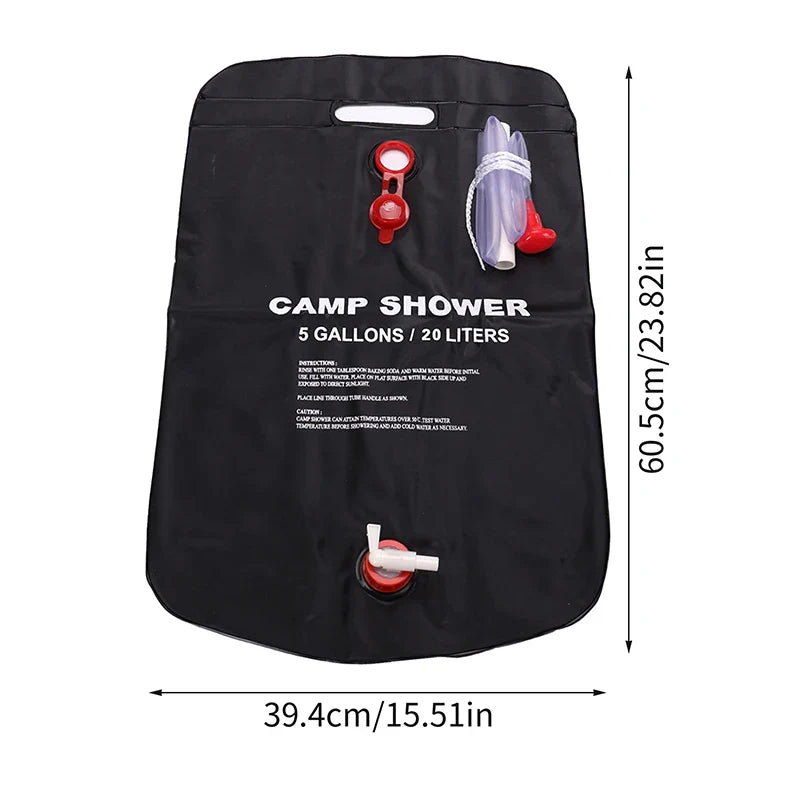 Sac Douche Solaire Pliable 20L – Douche d’Extérieur Chauffée par le Soleil - BLACKBEARD OUTDOOR INDUSTRIES