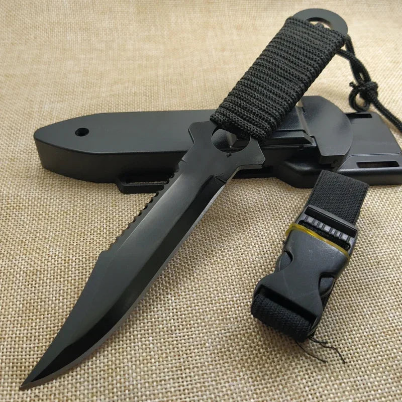 Couteau Tactique Fixe 7CR14Mov – Lame Inox & Manche Acier - BLACKBEARD OUTDOOR INDUSTRIES