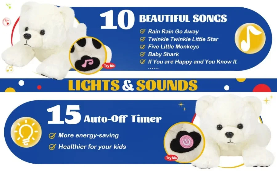 37cm peluche ours polaire lumineuse musicale pour enfants Ma boutique