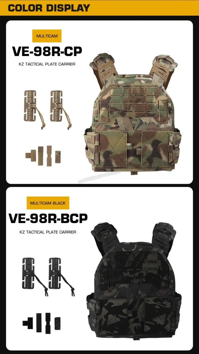 Gilet Tactique KZ Plate Carrier - Profil Bas, Léger, Ajustable, avec MOLLE et Système de Libération Rapide – Gilet de Combat pour Airsoft et Chasse - BLACKBEARD OUTDOOR INDUSTRIES