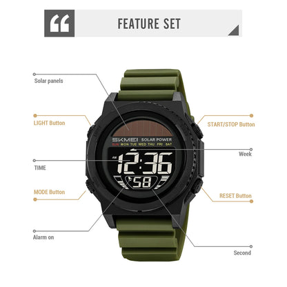 Montre Digitale SKMEI 2358 – Énergie Solaire – Étanche 5ATM – Homme & Femme - BLACKBEARD OUTDOOR INDUSTRIES