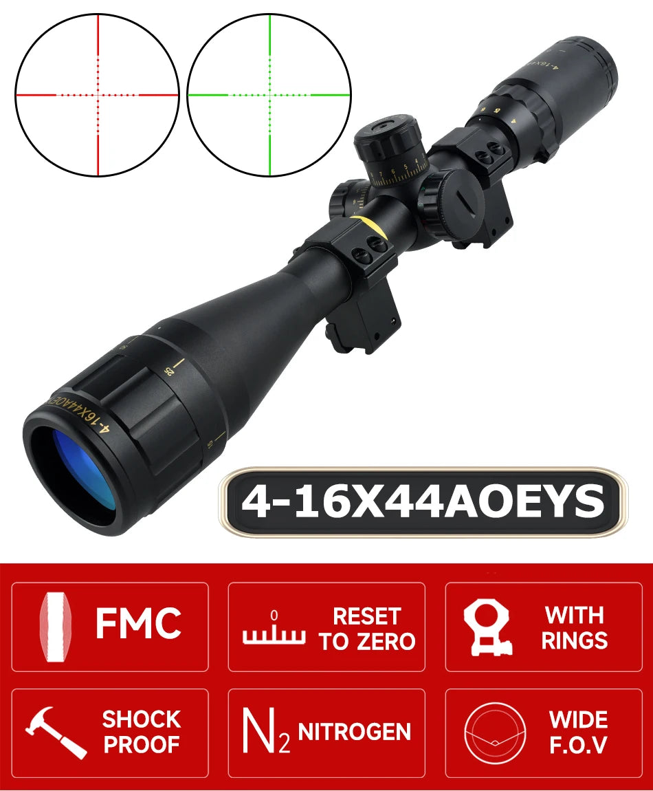 Lunette de Visée Tactique SFP 4-16X44 / 6-24X50 / 10-40X50 avec Réticule Illuminé Rouge & Vert, Réglage Parallaxe - BLACKBEARD OUTDOOR INDUSTRIES